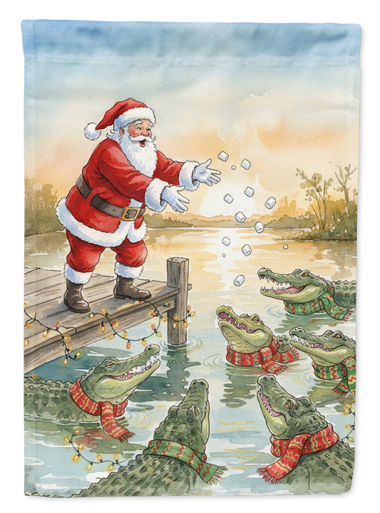 Cajun Santa Claus Feeding the Gators Christmas House Flag