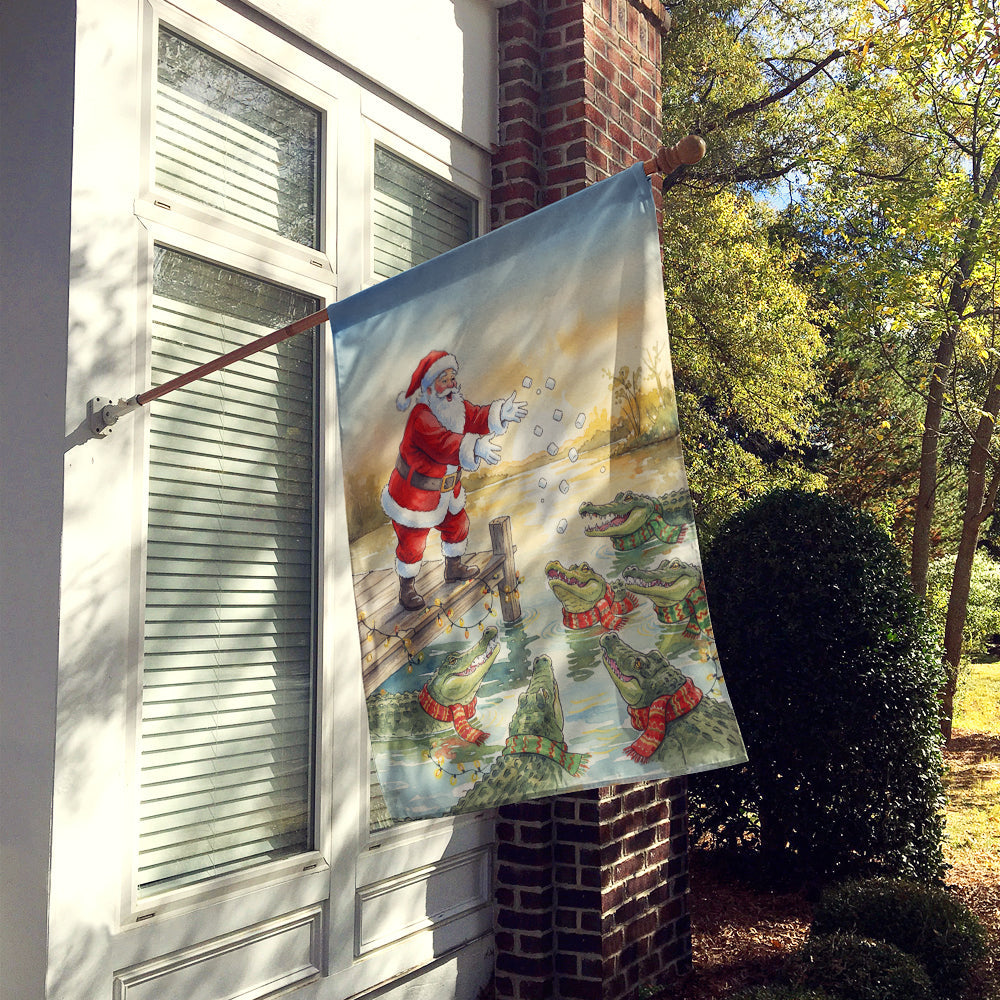 Cajun Santa Claus Feeding the Gators Christmas House Flag