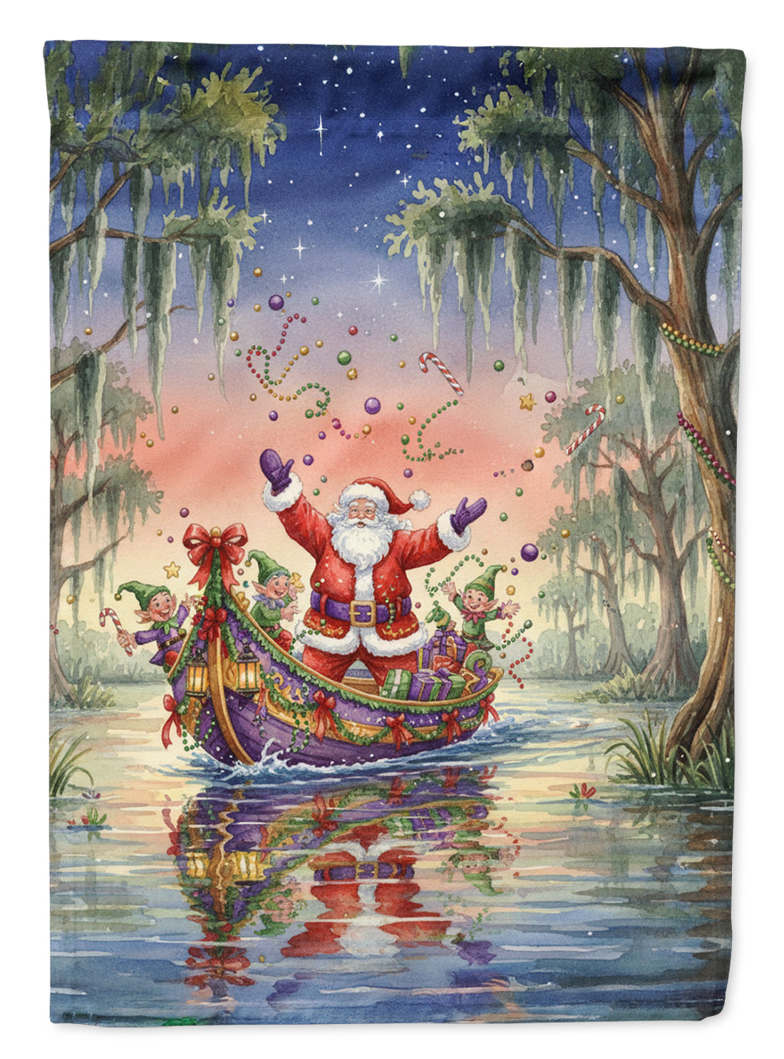 Cajun Santa Claus in the Bayou Christmas Parade Christmas House Flag