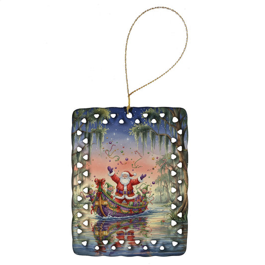 Cajun Santa Claus in the Bayou Christmas Parade Christmas Porcelain Ornament