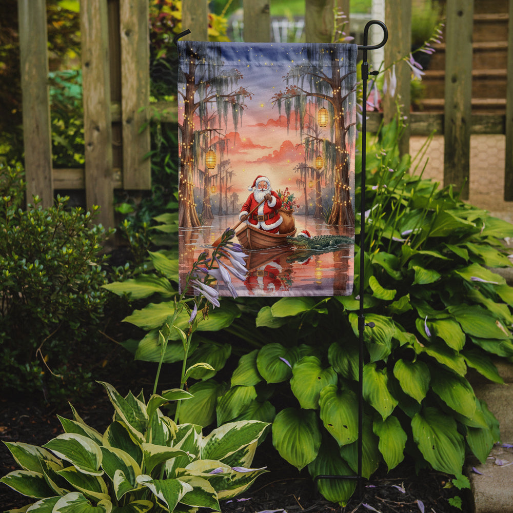 Cajun Santa Claus in the Pirogue Christmas Garden Flag
