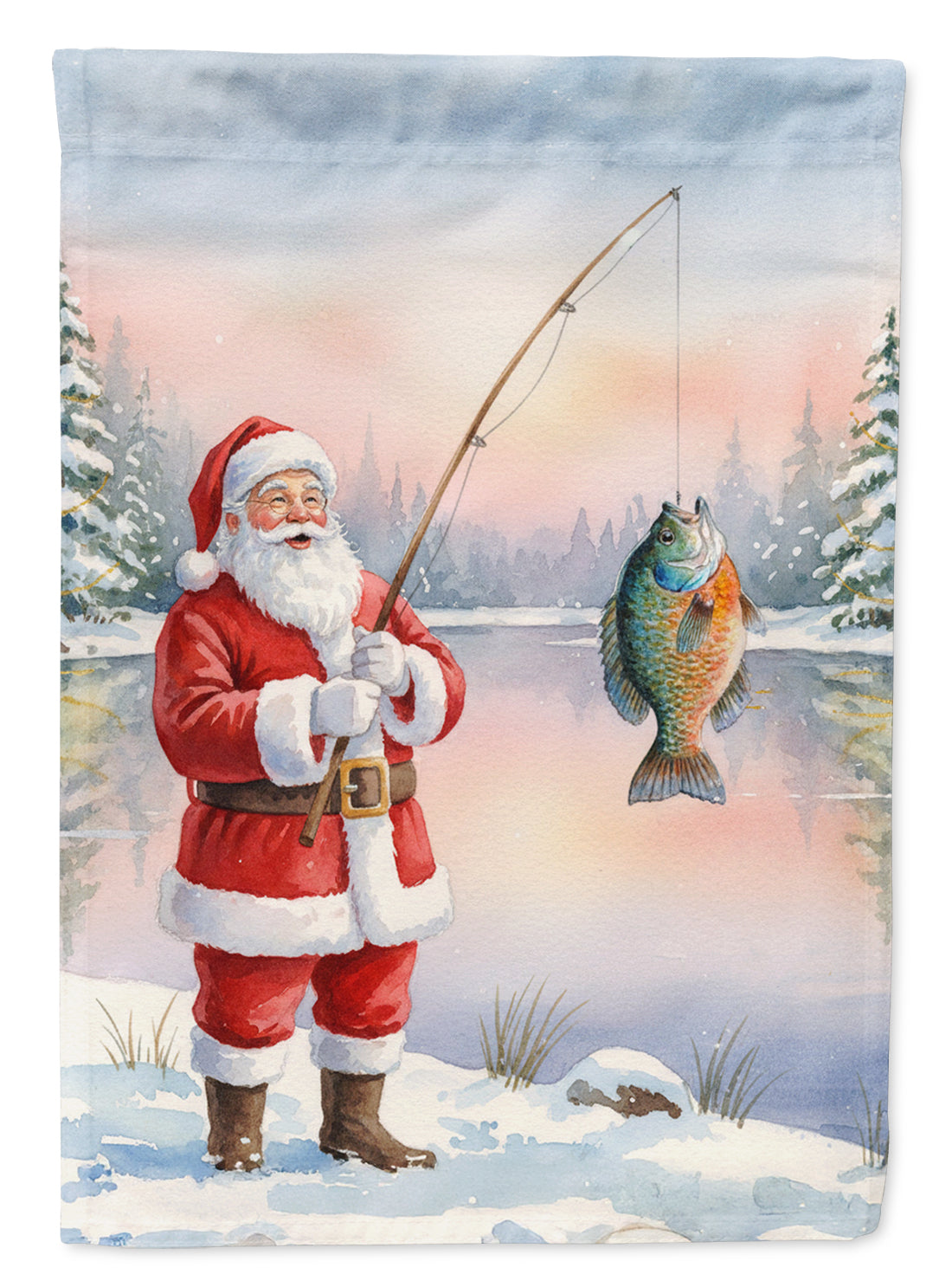 Fishing Santa Claus with Bluegill Christmas House Flag