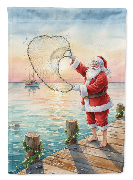 Fishing Santa Claus with Castnet Christmas Garden Flag