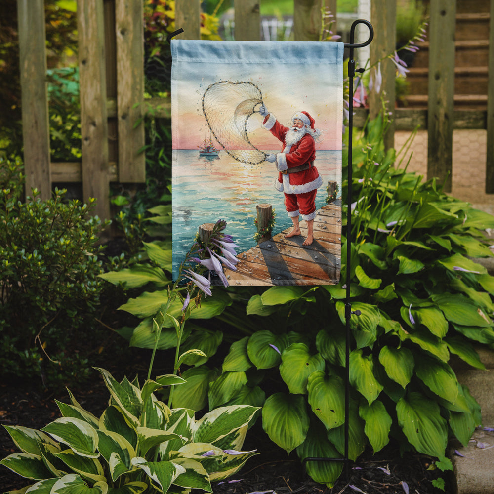 Fishing Santa Claus with Castnet Christmas Garden Flag