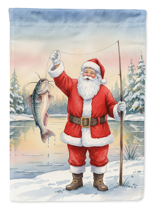Fishing Santa Claus with Catfish Christmas House Flag
