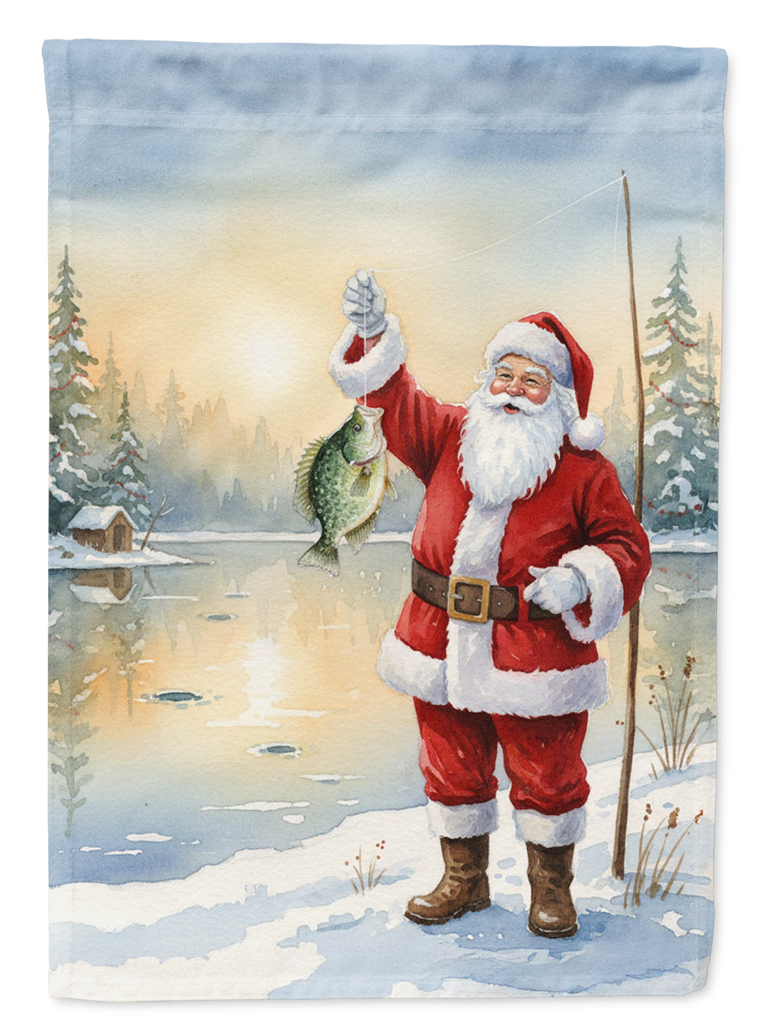Fishing Santa Claus with Crappie Christmas Garden Flag