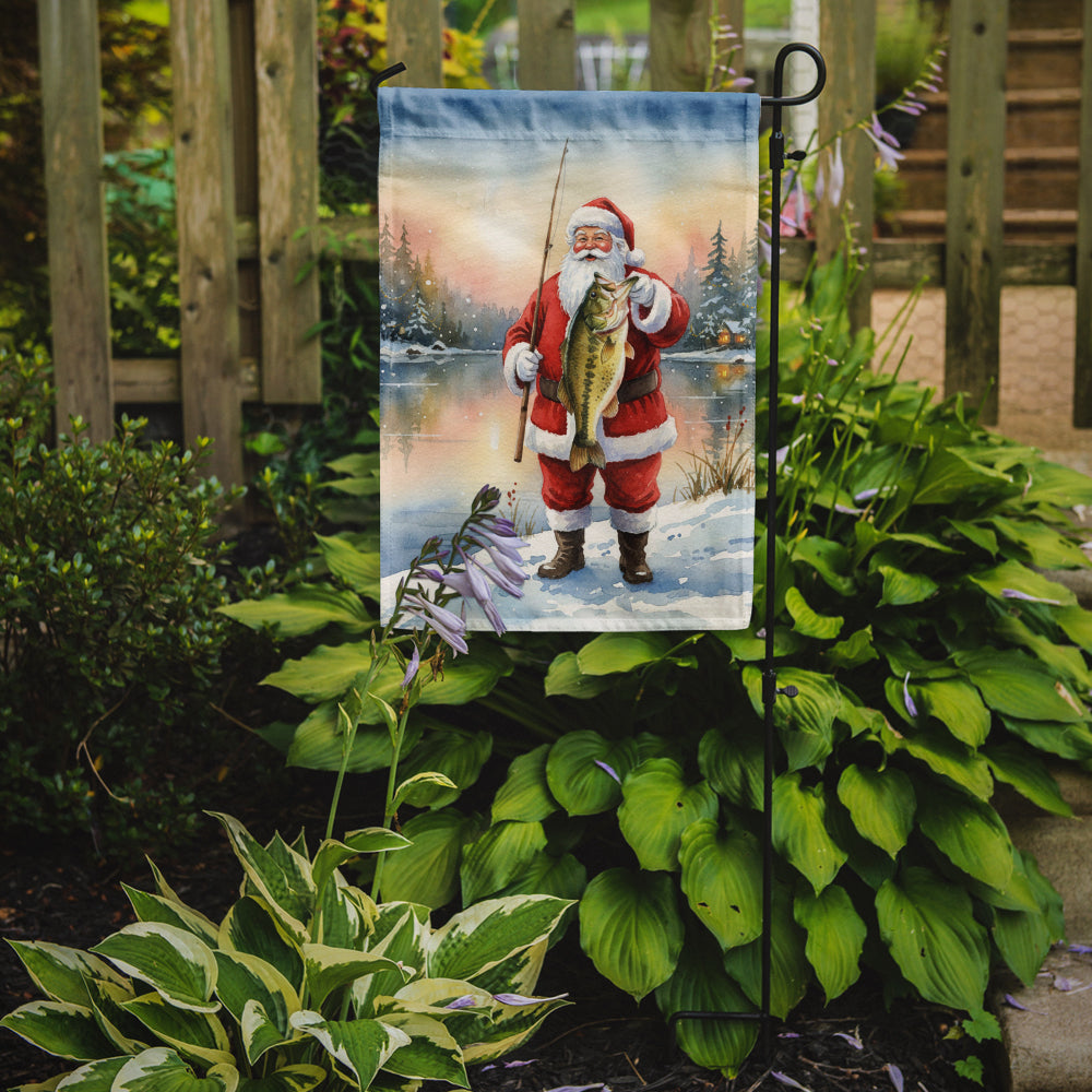 Fishing Santa Claus with Largemouth Bass Christmas Garden Flag