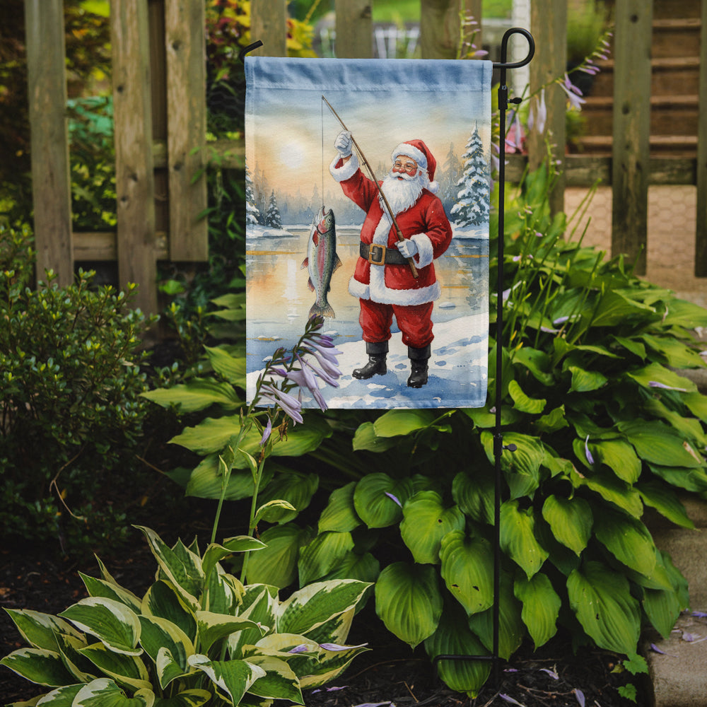 Fishing Santa Claus with Rainbow Trout Christmas Garden Flag