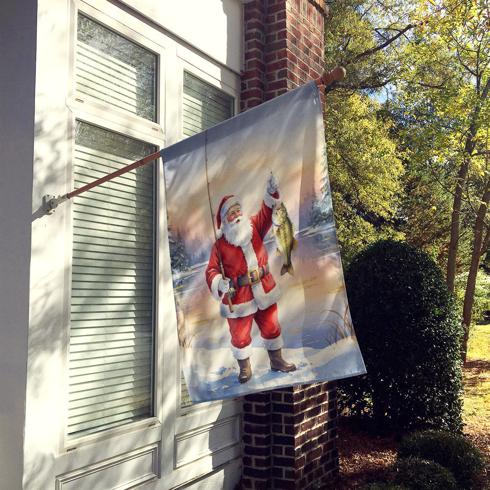 Fishing Santa Claus with Smallmouth Bass Christmas House Flag