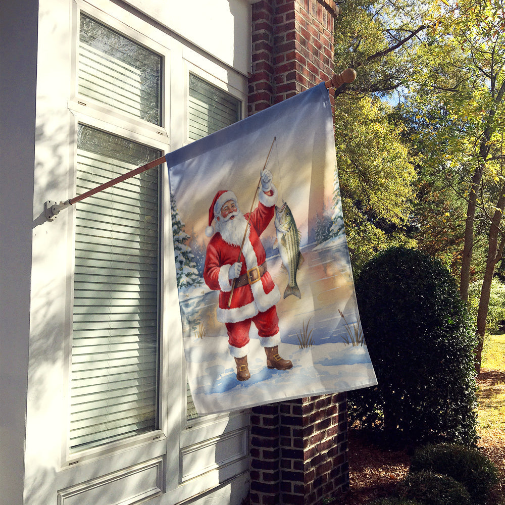 Fishing Santa Claus with Striped Bass Christmas House Flag