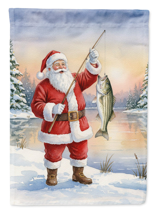 Fishing Santa Claus with Striped Bass Christmas Garden Flag