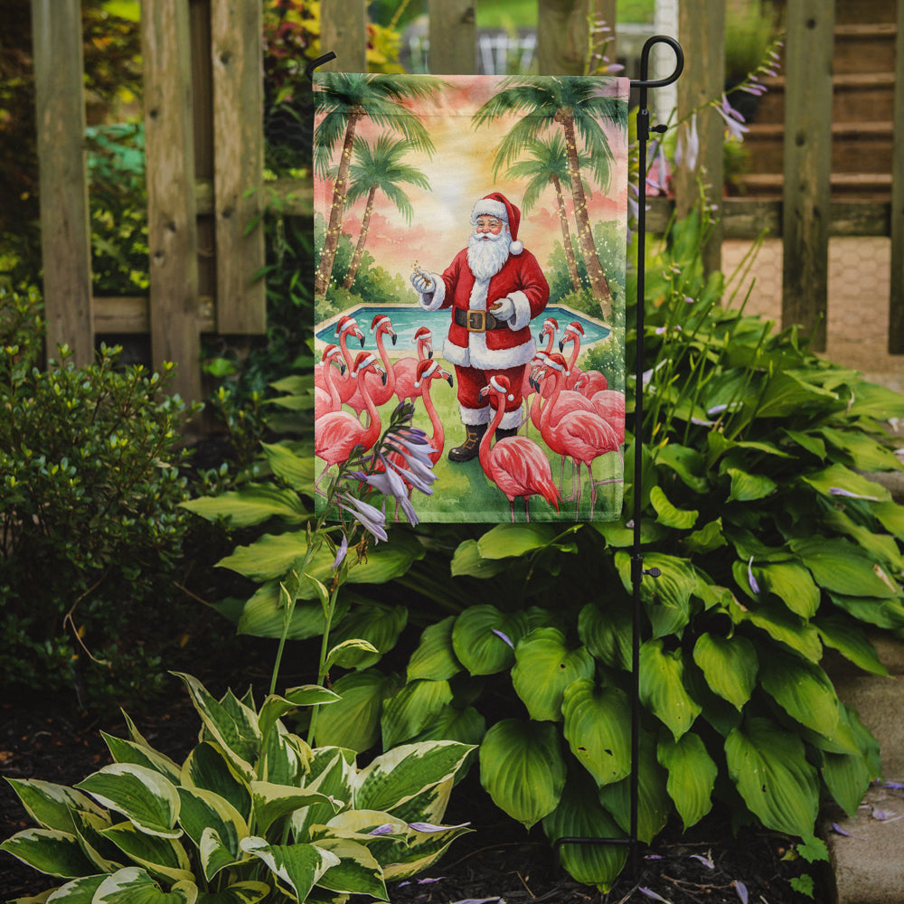 Santa Claus with Flamingos Christmas Garden Flag