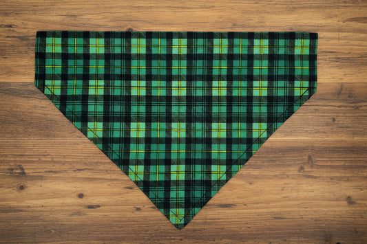 Green Plaid Dog Bandana