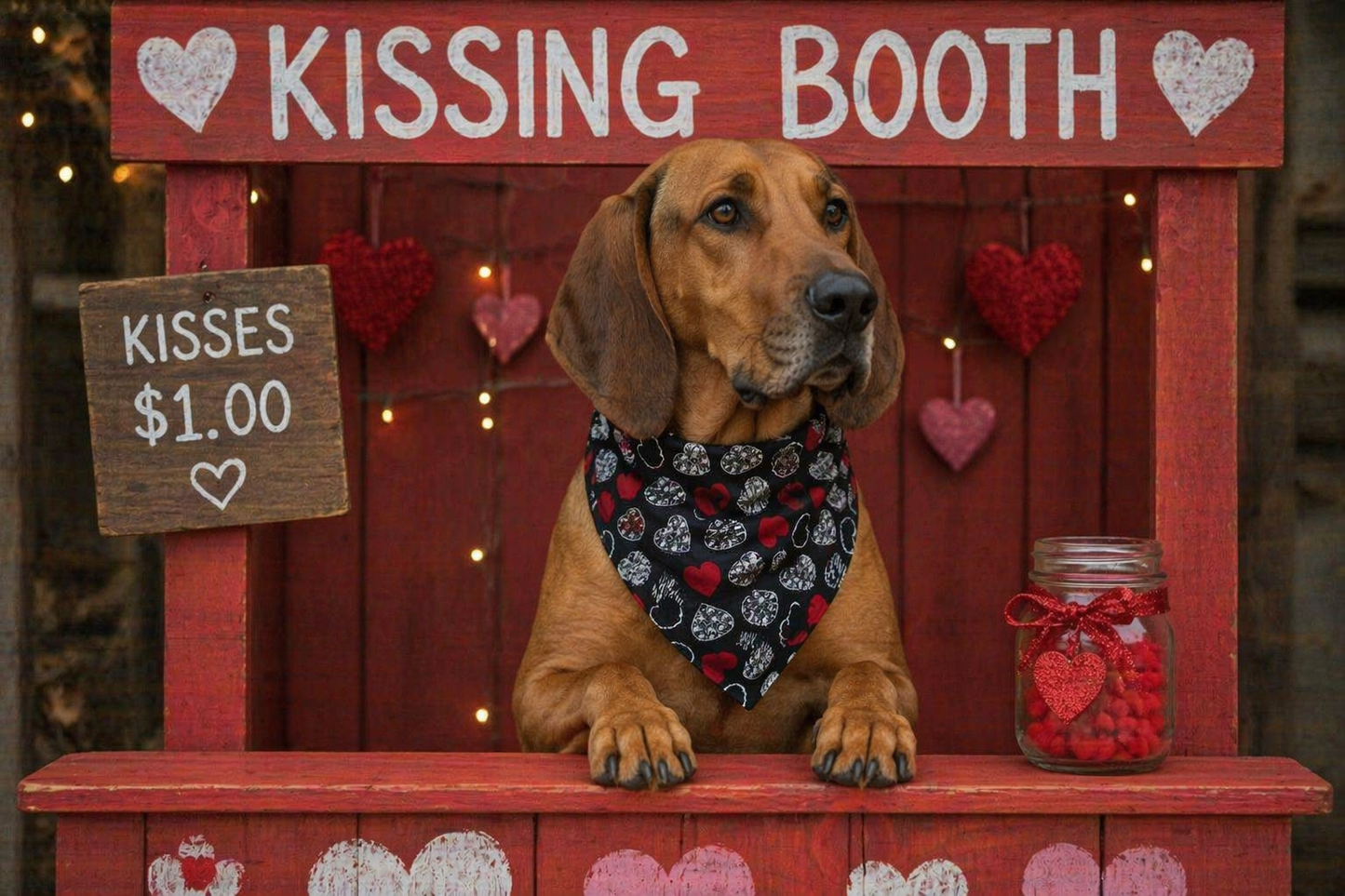 Mixed Hearts Sketch Dog Bandana
