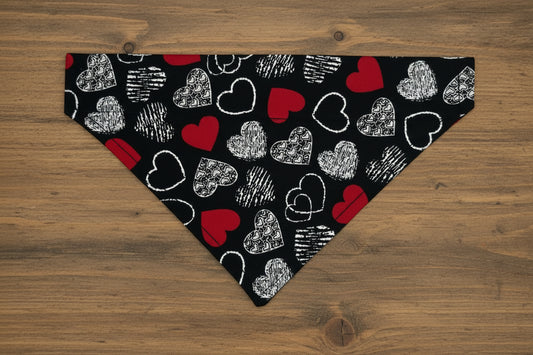 Mixed Hearts Sketch Dog Bandana